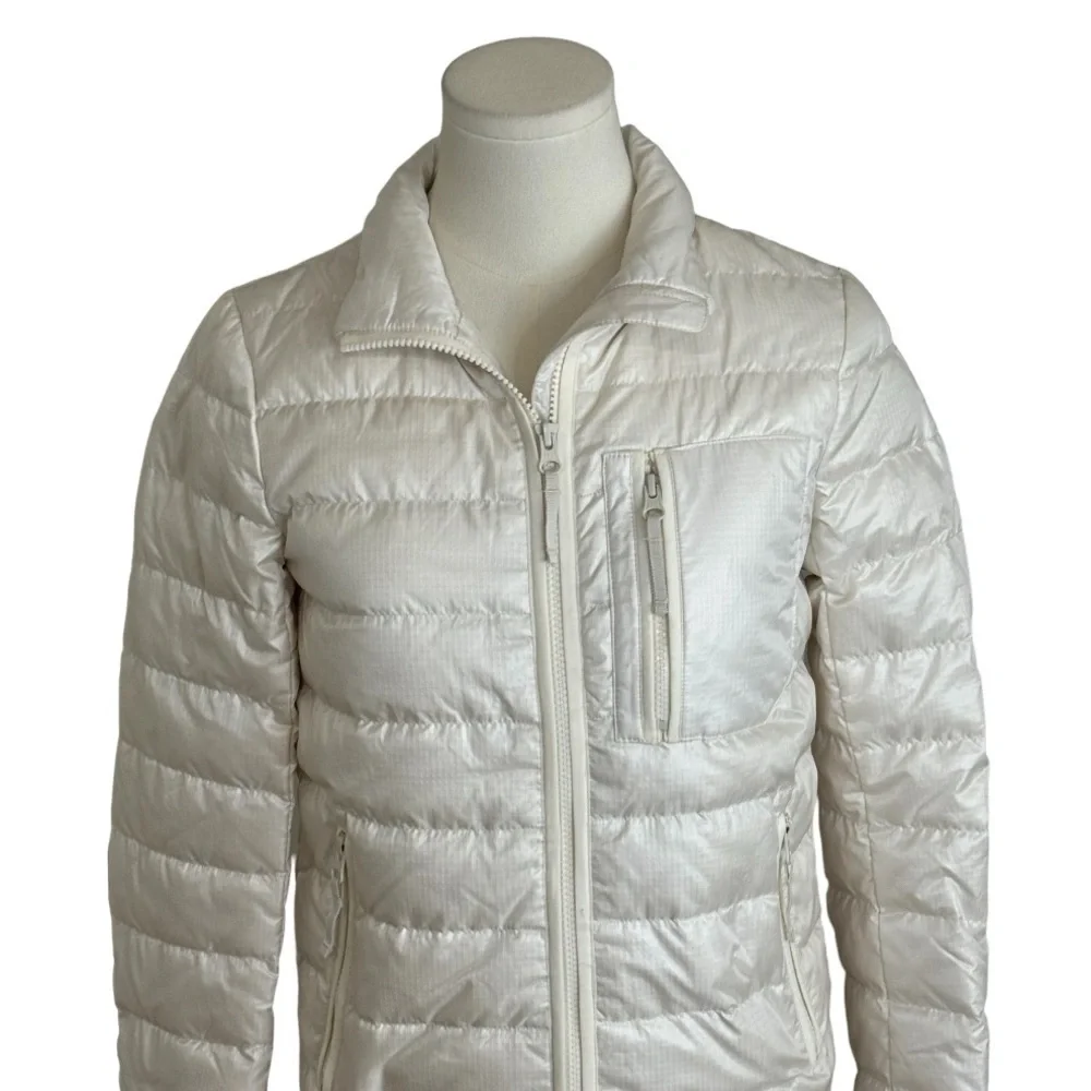 J. CREW Lightweight Down‎ Puffer Jacket Coat Snow Bunny Ivory Size XXXS Winter